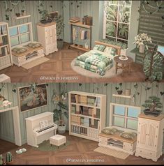 the interior of a doll house with furniture and decor