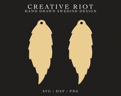 two yellow fish shaped objects on a black background with the words creative riot hand drawn swedish design