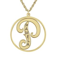 Personalize every look with this initial and name circle pendant. Made in America.Metal: 14K yellow or white gold, 10K yellow or white gold, 14K yellow gold over sterling silver or sterling silverClosure: Spring-ringDimensions: 18" long rope chainPendant Size: 25mm longPersonalize: 1 initial, up to 8 letters for nameCare: Wipe CleanCountry of Origin: Made in USJewelry photos are enlarged to show detail.Disclaimer: Metal may be rhodium plated to enhance appearance and reduce tarnishing. Name Circle, Long Rope, Circle Pendant Necklace, Ring Diamond, Circle Pendant, Made In America, In America, Rhodium Plated, Jewellery And Watches