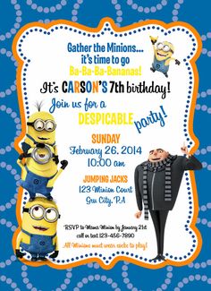 a birthday party with minion characters on it