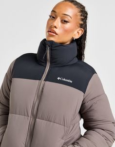 Take on the colder weather with this women's Puffect Jacket from Columbia. In a Brown and Black colourway, this standard-fit jacket is made with smooth, durable woven poly fabric for lasting wear. It has a plush synthetic fill for cosy warmth, and features a full-zip fastening with a raised collar to amp up the coverage, and elasticated trims for a secure fit. It has zipped pockets up front to stash your essentials, and is finished with classic Columbia branding to the chest. Machine washable. | Our model is 5'8.5" and wears a size small. Chest Machine, Jd Sports, Workout Jacket, Cold Weather, Columbia, Zip Pockets, Branding, Collar, Sports