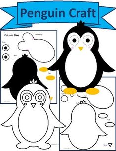 the penguin craft is ready to be used for children's crafts and paper work