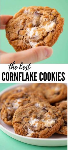 the best cornflake cookies are made with chocolate chips and marshmallows