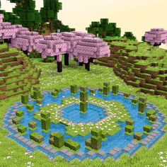 Minecraft Roads Ideas, Minecraft Sidewalk, Minecraft Zen Garden, Minecraft Backyard Ideas, Floating Island Minecraft, Minecraft Cute Builds, Minecraft Cherry Blossom Builds, Cherry Blossom Minecraft, Minecraft Gardens