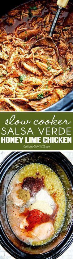 the process of making honey lime chicken is shown in this collage with text overlay