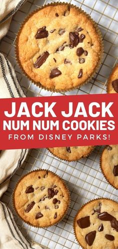 jack's num cookies from disney parks on a cooling rack with text overlay