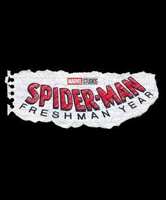 the logo for spider - man freshman year on a piece of paper with writing underneath it