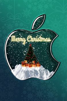 an apple with the words merry christmas on it