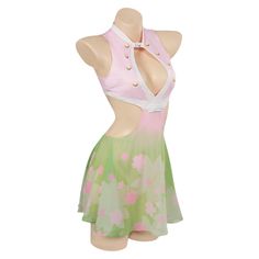 Fitted Pink Costume With Anime Print, Sleeveless Cosplay Costume, Fitted Sleeveless Cosplay Costume, Summer Fantasy Cosplay Dresses, Fitted Swimwear For Summer Cosplay, Rave Swimwear For Summer Costume Party, Fitted Spring Costumes For Cosplay, Summer Costume Party Fitted Costumes, Fitted Summer Costumes For Costume Party