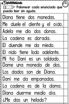 spanish worksheet with the words and pictures for children to use in their classroom