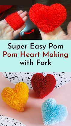 pom - heart making with fork is easy and fun for kids to do on valentine's day