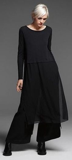 Eileen Fisher Style, Estilo Hijab, Stil Boho, Black Silk Dress, Elegant Outfit, Winter Looks, Eileen Fisher, Silk Dress