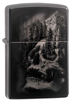 Skull Mountain Black Ice Windproof Lighter facing forward at a 3/4 angle Skull Mountain, Engraved Zippo, Lighter Collection, Cool Lighters, Mountain Design, Punk Design, Flame Art, Windproof Lighter, Forest Photos