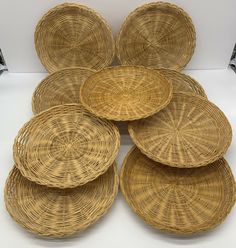 six wicker baskets stacked on top of each other