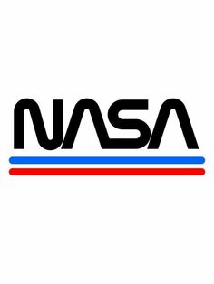 the nasa logo is shown in black and blue, with red, white, and blue stripes