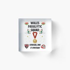 the wales paralytic squad emblem acrylic mounted on a white wall plaque