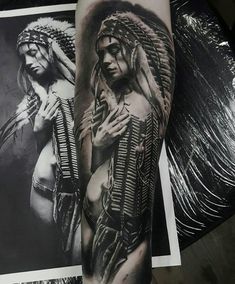 Native American Woman Tattoo, Shoulder Arm Tattoo, Native American Drawing, Polynesian People, Native American Woman