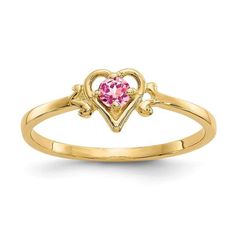 14K Pink Tourmaline Birthstone Heart Ring - Seattle Gold Grillz 10 October, October Birthstone Jewelry, Heart Band, Average Weight, Tourmaline Stone, Gold Polish, Fine Jewelry Gift, Pink Stone, October Birth Stone