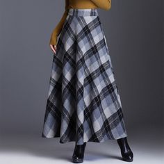 Long Skirt Fall, Long Skirt Winter, Midi Skirt Winter, Plaid Midi Skirt, Plaid Wool Skirt, Ankle Length Skirt, Winter Plaid, Pleated Long Skirt, Skirt Maxi