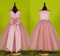 Custom Flower Girl Dress, Tulle Neckline, Dresses For Weddings, Kids Frocks