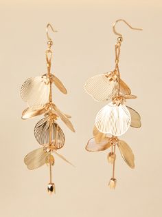 Metal Flower Dangle Earring in Gold Cheap Gold Dangle Flower Earrings, Affordable Gold Dangle Flower Earrings, Cheap Handmade Gold Flower Earrings, Cheap Metal Dangle Flower Earrings, White Dress Skirt, Flower Earring, Metal Flower, Metal Flowers, Accessories Jewelry Earrings