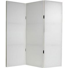 a white room divider with two doors open