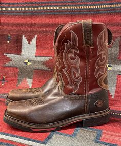 Justin Comp Toe Leather Western Work boots  Men's 11 Toe  WK4643 Burgundy/Brown  | eBay