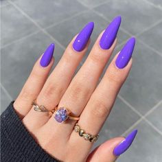 Super Cute And Stylish Ships In 5-10 Business Days August Nails, Purple Acrylic Nails, Purple Nail, Almond Acrylic Nails, Stick On Nails, Best Acrylic Nails, Purple Nails, Nail Accessories, Almond Nails