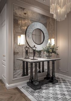 Entrance Design Interior Entryway, Neoclassical Interior Design Luxury, Elegant Entryway Ideas Luxury, Art Deco Style Interior, Entrance Decoration, Entryway Table Decor, Home Entrance