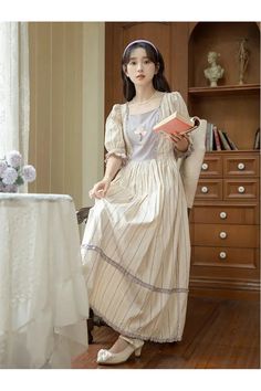 Material: Sortido Beige Cotton Patchwork Dresses, Cottagecore Pants, Cottagecore Hat, Cottagecore Skirts, Dresses Cottagecore, Cottagecore Dresses, Fairycore Clothes, Fairy Skirt, Mori Girl