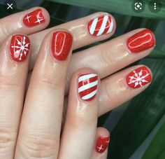 Fingernail Ideas, Ring Finger Nails, Candy Cane Nails, Christmas Gel, Red Christmas Nails, Cute Christmas Nails, Christmas Nails Easy, Gel Mani