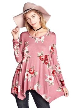 Feel that boho vibe in our criss cross Lace Up Floral Swing Tunic. Beautiful floral print, fun detailing on the back. Soft stretchy fabric with a sharkbite hem. It will make you feel chic and comfortable. Made in the USA Small Bust 40" L 28" : Med B 42" L 29" : Large B 44" L 30" 1XL Bust 46" L 31" : 2X B 48" L 31.5" : 3X B 50" L 32" Chic Festival Outfits, Brunch Dresses, Footless Tights, Leopard Sweater, Tunic Blouse, Boho Vibe, Appreciate You, Bohemian Chic, Embroidered Top