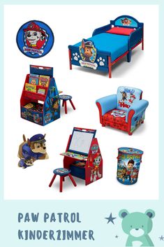 paw patrol kinderzimme bed, desk and chair for toddlers to play with