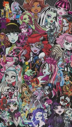 a large group of cartoon characters with different hair colors and makeup looks like they are from the 80s's