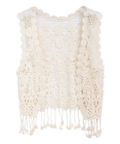 PRICES MAY VARY. Little Girls Crochet Vest with Fringe,Size for 2-9 years Girls Open Front Fringed Vest for all year Very versatile and looks so cute with any outfits Perfect for Pictures or any casual wear Pom Pom Lace, Hippie Crochet, Crochet Vest Pattern, Flounce Top, Boys And Girls Clothes, Sweater Vests, Girls Sweater, Crochet Fringe, Frill Tops