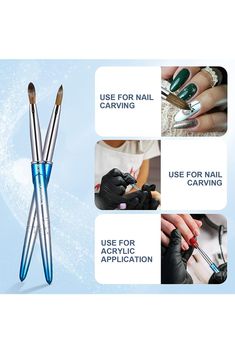 Acrylic Nail Brush Size 6,KEMEISI 100% Pure Kolinsky Nail Art Brushes Sturdy Handle Oval Shaped Acrylic Powder Nail Design Tools for Professional Manicure DIY Home Salon (Blue Gradient) Nail Design Tools, Salon Blue, Acrylic Application, Acrylic Nail Brush, Professional Manicure, Fashion Accessories Photography, Manicure Diy, Nail Brush