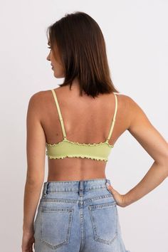 Seamlessly blending comfort and charm, the Lettuce Edge Bow Tie Triangle Bralette also adds a touch of femininity with its delicate lettuce edge detailing. Crafted with seamless technology for a smooth fit, it's perfect for daily wear and layering under your favorite ensembles. Style and ease come together effortlessly. Cup Fit XS/S: 32A 32B 32C 34A 34B M/L: 32D 34C 36B 36C 38B