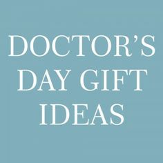 the doctor's day gift ideas logo is shown in white on a blue background