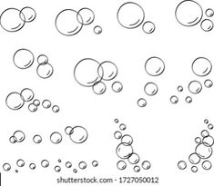 a set of bubbles in various shapes and sizes, all drawn with black ink on white paper