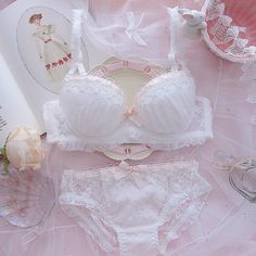 Ribbon & Lace Kawaii Princess Girly Lingerie Set Kawaii Underwear Set Kawaii Princess, Gather Bra, Dr Wardrobe, Deer Doll, Wishlist Ideas, Dr Closet, Japanese Harajuku