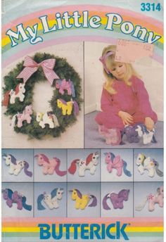 an advertisement for my little pony toys, with pictures of the horses and wreaths