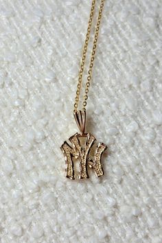 18k Gold NY Baseball Charm Necklace – Colorful Natalie Xoxo Jewelry, Ny Baseball, Dope Jewelry Accessories, Fancy Accessories, Necklace Colorful, Wrist Jewelry, Jewelry Accessories Ideas, Dope Jewelry, Neck Jewellery