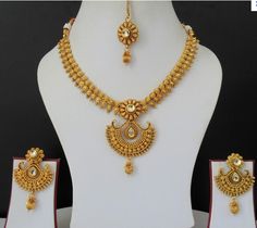 Trendy Gold Necklace, Gold Haram, Gold Necklace Wedding, Jewelry Kundan, Neck Pieces Jewelry, Gold Bridal Necklace, Wedding Party Wear, Necklace Set Indian