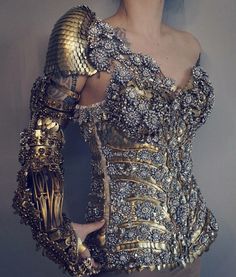 Someone somewhere owns this. Just think about that. Embroidery Fashion, Fantasy Clothing, Fantasy Fashion, Corsets, Costume Design, Gold And Silver, Fashion Art, Flapper Dress, High Fashion