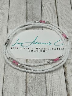 3 Waist Beads Set  - Belly Chains Stack - Stretch w/clasp - White - Pink - Silver - Plus Size Available - Weight Loss - Self Love Waist Bead 💖🌸 Elevate your waist adornment with our stunning 3 Waist Beads Set! 🌸💖 🌺 This set includes three exquisite belly chains in a delightful combination of white, pink, and silver beads. Each color carries its own unique energy and symbolism. The white beads represent purity and clarity, the pink beads evoke feelings of love and compassion, and the silver Adjustable White Waist Beads With Tiny Beads, Handmade Adjustable White Waist Beads, Adjustable White Beaded Chain Waist Beads, Adjustable Handmade White Waist Beads, Adjustable White Beaded Waist Beads, Adjustable White Waist Beads, Adjustable White Waist Beads As Gift, Adjustable White Waist Beads For Gift, Adjustable White Waist Beads For Gifts