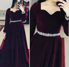 One Peace Dress Indian, Velvet Dress Frock Designs, Velvet One Piece Dresses Long, Velvet Frock Suit Design, Velvet Dress Designs Gowns Indian, Velvet Long Frocks, Velvet Long Dress Gowns, Velvet Long Frock, Velvet Gown Indian