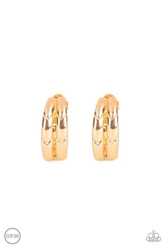 Delicately etched in geometric detail, two glistening gold bars sharply curl into an abstract frame for a classic finish. Earring attaches to a standard clip-on fitting. Sold as one pair of clip-on earrings. Gold Bars, Fall Must Haves, Gold Clips, Paparazzi Accessories, Gold Bar, Paparazzi Jewelry, Accessories Rings, Ring Earrings, Clip On Earrings