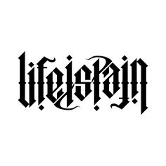 the word, written in black ink on a white background with an ornate font pattern