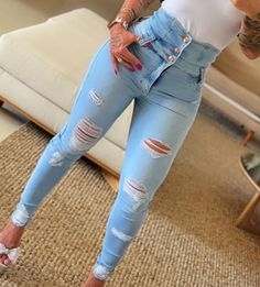 Material: Polyester  Gender: Women  Item Type: Bottoms  Color: Black, Blue, Dark Blue  Size: S, M, L, XL Luxury High Rise Ripped Jeans, Cargo Coat, Ripped Jeans Women, Jeans Trend, Moda Denim, Blue Ripped Jeans, Moda Jeans, Fashion Bottoms, Denim Patterns