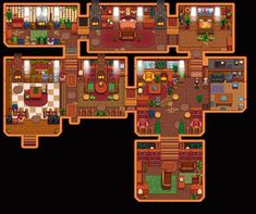 Stardew Valley Home Interior, Stardew Layout, Stardew Valley House, Stardew Farm